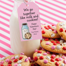 Cute Class San Valentín Etiqueta de regalo "Leche 