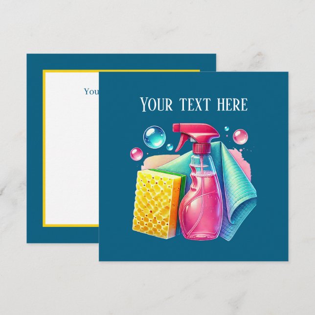 Cute cleaning business customizable Flat card (Anverso / Reverso)