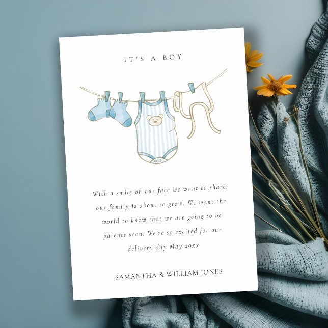 Cute Clothesline Aqua Blue Baby Invitación (Subido por el creador)
