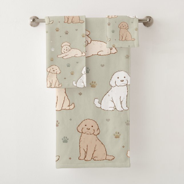 Cute Cockapoo Puppy Towel Set Dog Lover Gift (In situ)