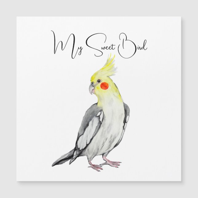 Cute Cockatiel Watercolor Parrot. (Anverso)