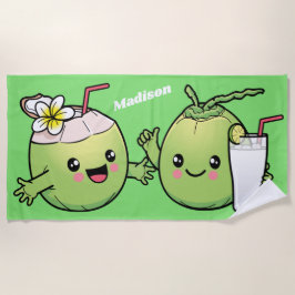 Cute Coconuts nombre personalizado toalla de playa