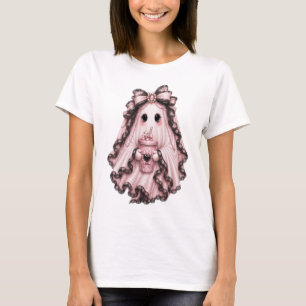 Cute Coffee Ghost Camiseta de Halloween Coqueto