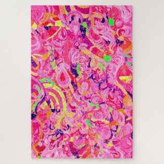 Cute colorful abstract swirls paint jigsaw puzzle