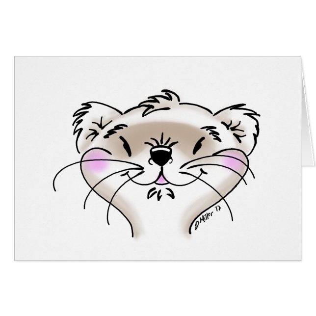 Cute Comic Ferret Face (Anverso (Horizontal))
