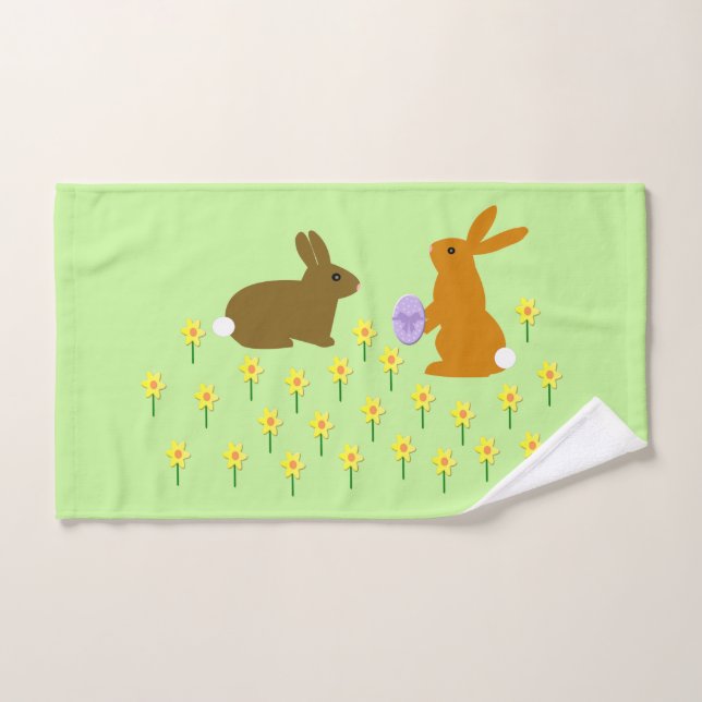 Cute conejitos de Pascua y Daffodils (Toalla de mano)