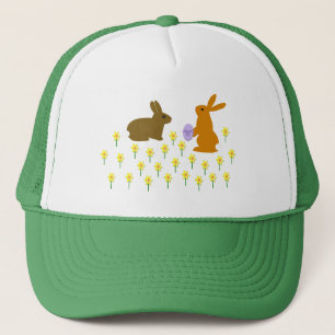 Cute conejitos de Pascua y gorro de camión de Daff