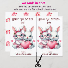 Cute conejo conejo conejo con tarjeta de San Valen