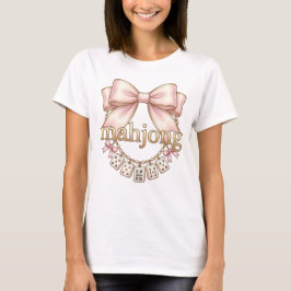 Cute Coquette Lazo Rosa Camiseta Mahjong Mujer