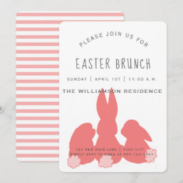 Cute Coral Easter Bunnies | Invitación a Brunch
