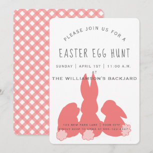 Cute Coral Easter Bunnies   Invitación a la caza d