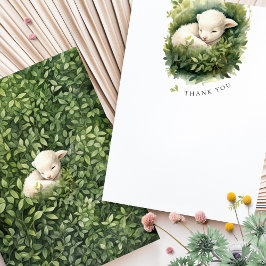 Cute Cordero Baby Shower acuarela Gracias Cartas
