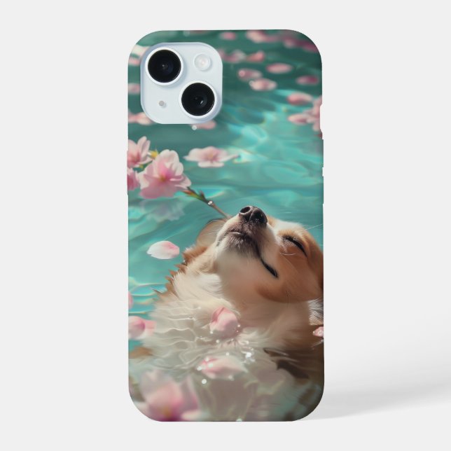 Cute Corgi Chill en el estanque (Reverso )
