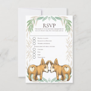 Cute Corgi Perro Dos Grooms Boda Gay RSVP
