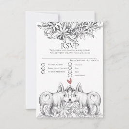 Cute Corgi Perros Lápiz Boda de dibujo RSVP