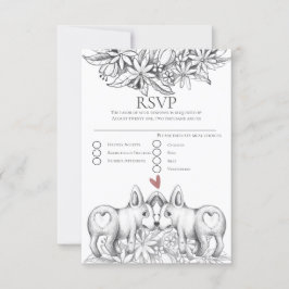 Cute Corgi Perros Lápiz Boda de dibujo RSVP