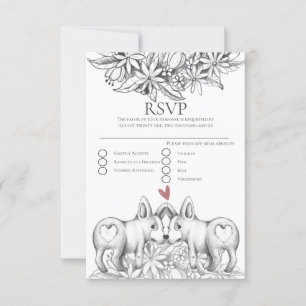 Cute Corgi Perros Lápiz Boda de dibujo RSVP