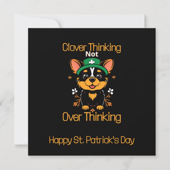 Cute Corgi St. Patrick's Day Card - Diseño plano (Anverso)
