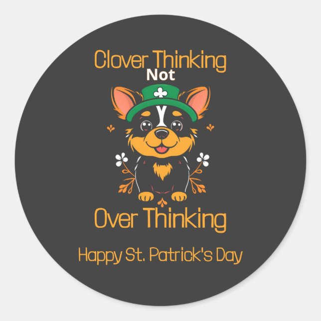 Cute Corgi St. Patrick's Day Pegatina (Anverso)