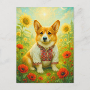 Cute Corgi Ukraine Sunflower Reina postal