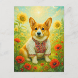 Cute Corgi Ukraine Sunflower Reina postal