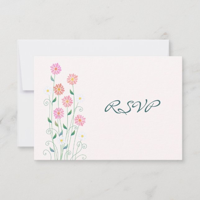 Cute Country Daisies Simple Wedding RSVP (Anverso)