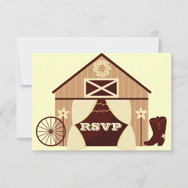 Cute Country Western Cowboy Wedding RSVP Card (Anverso)