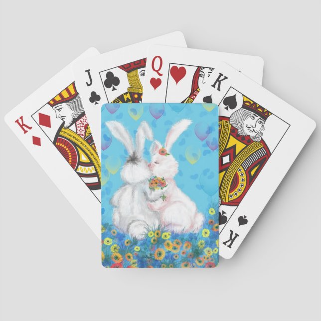 Cute Couple Bunnies Jugando Cartas (Reverso)