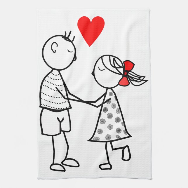 Cute Couple Kitchen Toalla Amor (Vertical)