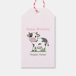 Cute Cow Birthday Gift Etiqueta