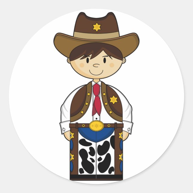 Cute Cowboy Sheriff Pegatina (Anverso)