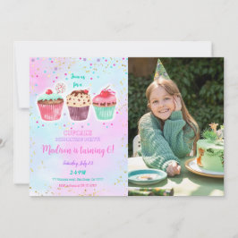 Cute Cupakes Invitación a la foto de cumpleaños