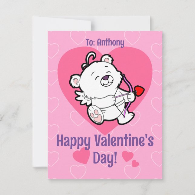Cute Cupid Bear tarjeta del día de San Valentín (Anverso)