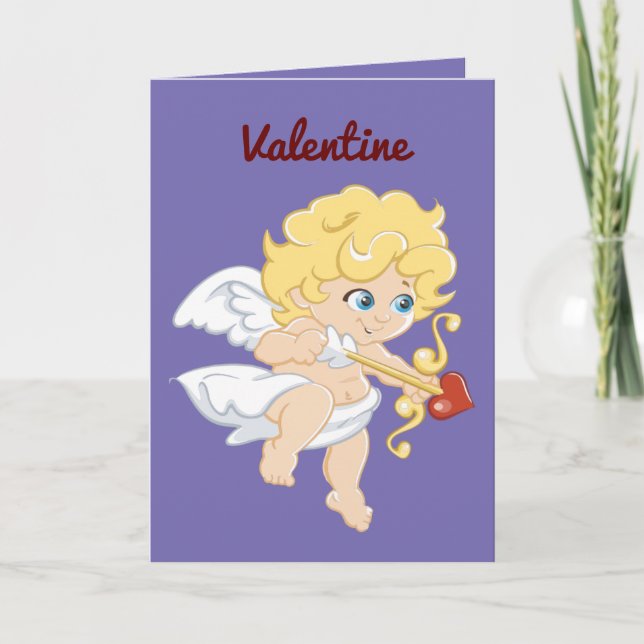 Cute Cupido San Valentín tarjeta de vacaciones dob (Anverso)