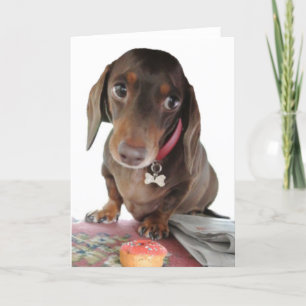 Cute dachshund Pluto perdón tarjeta de saludo faci