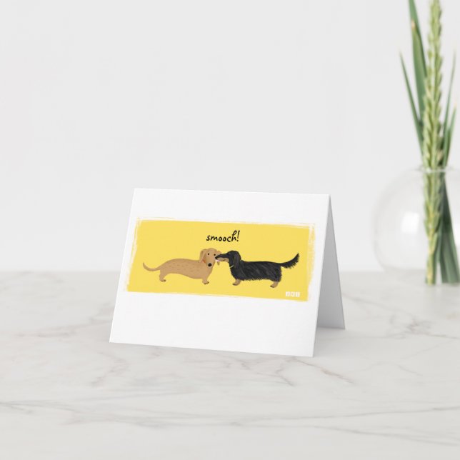 Cute Dachshund Smooch | Tarjeta de amor para perro (Anverso)