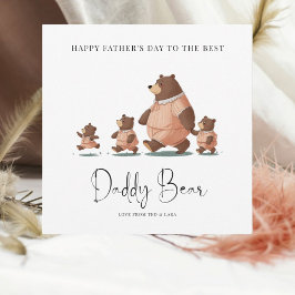 Cute Daddy Bear y Cubs Tarjeta del Día del Padre