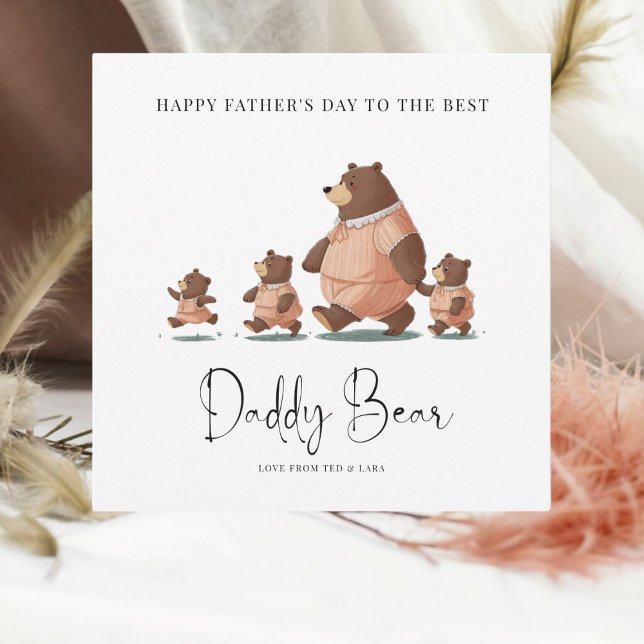 Cute Daddy Bear y Cubs Tarjeta del Día del Padre (Subido por el creador)