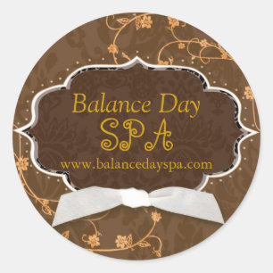 Cute Damask Swirls Spa Shop Etiqueta de producto c