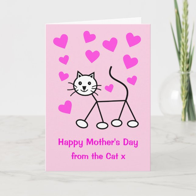 Cute de la tarjeta de Día de la Madre Cat Hearts (Anverso)
