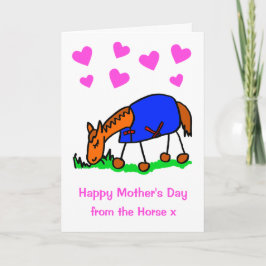 Cute de la tarjeta de Día de la Madre de caballo e
