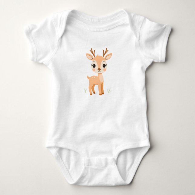 Cute Deer Baby Jersey Bodysuit (Anverso)