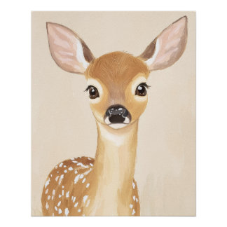 Cute Deer Poster Nursery Wall Art Pastel Niños Art