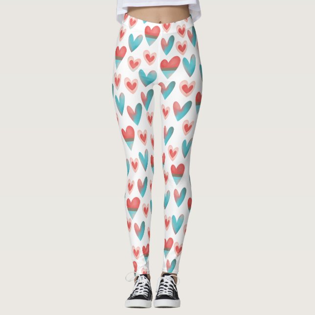 Cute Día de San Valentín Heart Leggings (Anverso)