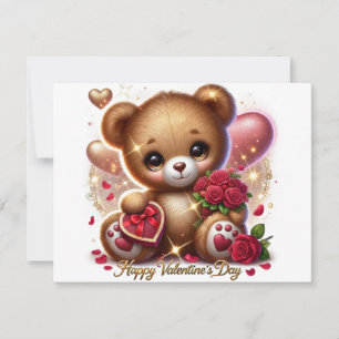 Cute Día de San Valentín Teddy Tarjetas de Oso Tem