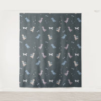 Cute Dino Patern Tapiz Gris Azul