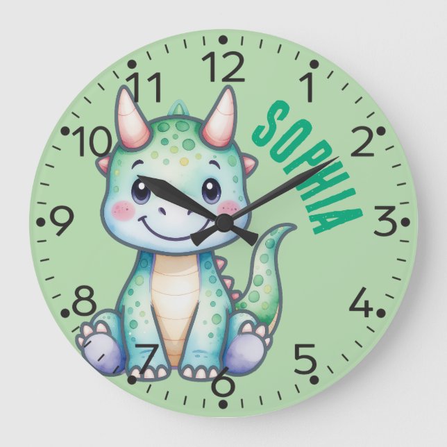Cute Dino personalizado - Carnotaurus reloj de par (Anverso)