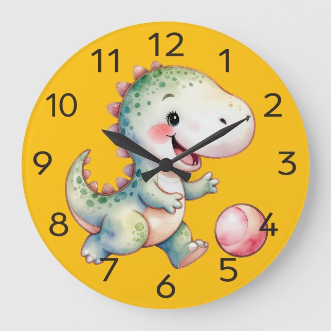 Cute Dino-T-Rex reloj de pared (Anverso)