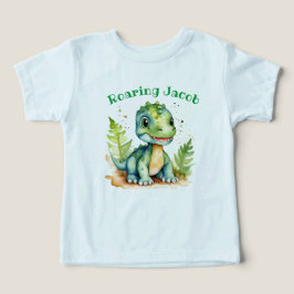 Cute Dino Toddler Tee con nombre editable
