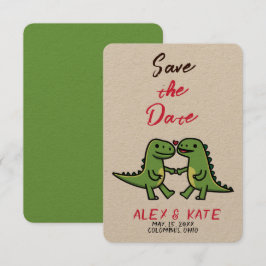 Cute Dino Wedding Save the Date Invitación